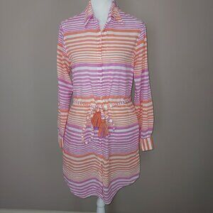 Tuckernuck Oliphant Cotton Striped Long Sleeve Mini Shirt Dress Size Small